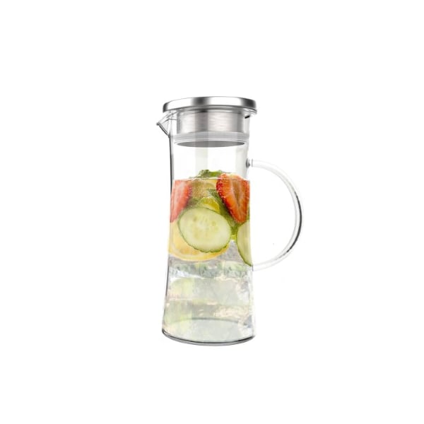 Hastings Home Glass Pitcher, 50-ounce Carafe with Stainless Steel Filter Lid with Heat Resistant to 300F 599385TGQ - main